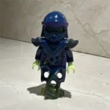 LEGO Minifigure Dark Blue Armor w/ Helmet, Lime Green Hands, Trans-Green Legs