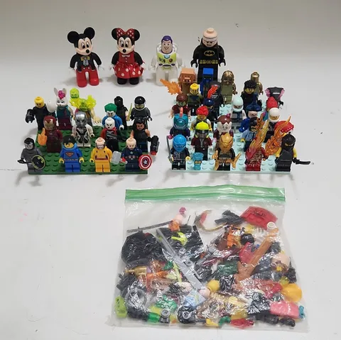 LEGO Minifigure Lot -Mickey Mouse, Minnie Mouse, Buzz Lightyear,Batman,marvel,dc