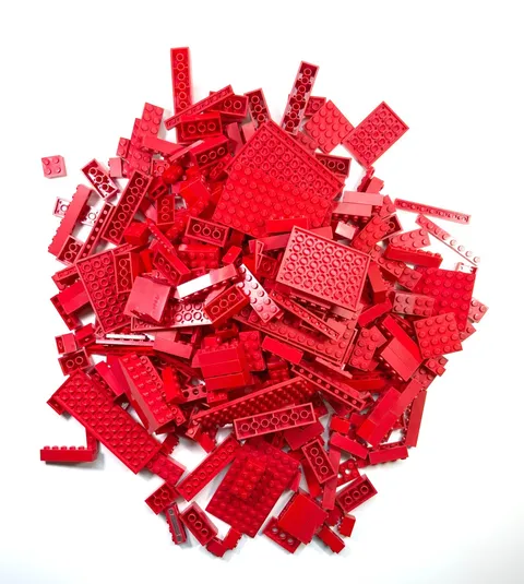 Vintage LEGO Red Bulk Lot 2lbs Includes Printed Legos, Technic Pieces & Hinges