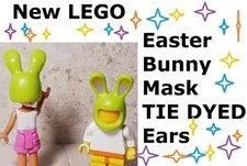 New LEGO Tie Dye Easter Bunny Mask Headgear Big Ears Lime Green BAM Unique Color