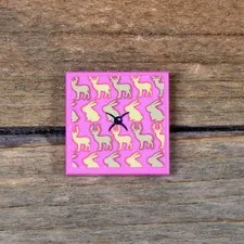 LEGO Dark Pink Tile 2 x 2 with Cushion Deer Rabbits & Button Pattern 3068pb1652