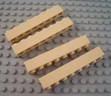 LEGO Lot of 4 Tan 1x8 Brick Building Pieces