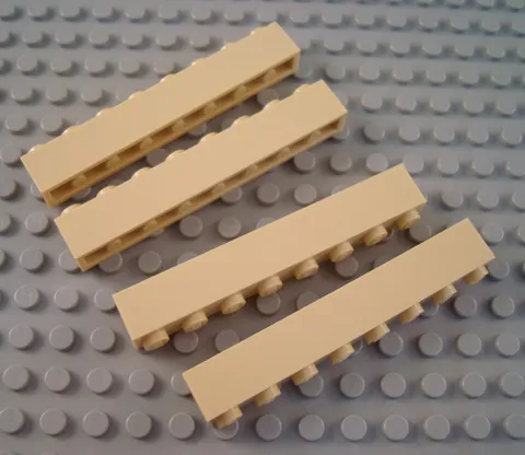 LEGO Lot of 4 Tan 1x8 Brick Building Pieces