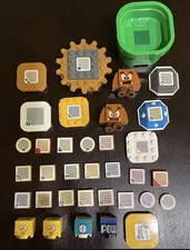 LEGO Super Mario Printed Tile & Pieces Lot Goomba Question Mark POW Mushroom