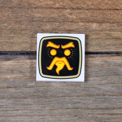 LEGO White Tile 2 x 2 Bright Light Orange Wu Bot Face on Black Screen 3068pb1763