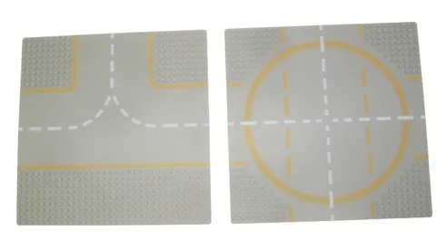 Lego Base Plate Space Moon Landing Pad Road 32 X 32 Gray Yellow Baseplate VTG x2