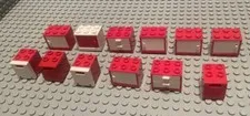 LEGO Lot Of 12 Boxes & Crates / Red & White / Accessories Storage / City / Plane