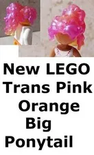 New LEGO Pink Ponytail Wig Translucent Iridescent Fluffy Big Hair High Ponytail