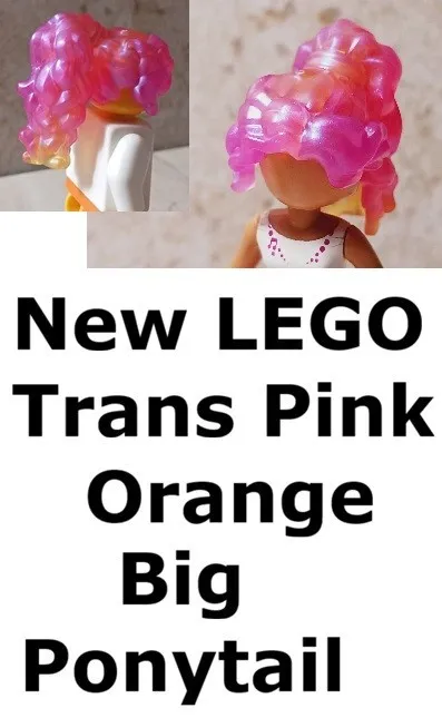 New LEGO Pink Ponytail Wig Translucent Iridescent Fluffy Big Hair High Ponytail