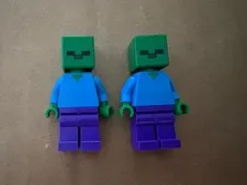 2 Lego lot Minecraft ZOMBIE Minifigures min010 Minifig Figure Rare HTF GUY DEAD