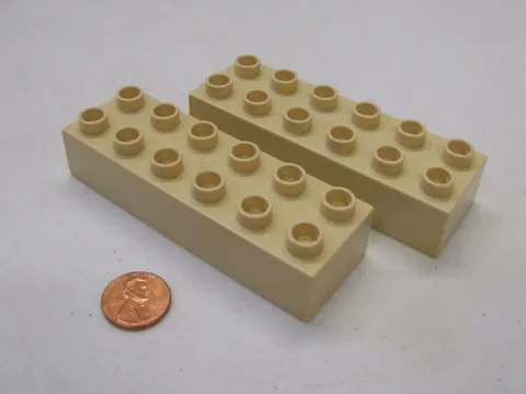 Lego Duplo (2) 2x6 TAN KHAKI BRICKS BLOCKS Building House Knight Castle