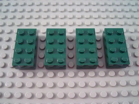 New LEGO Lot of 4 Dark Green 2x4 Modular Creator Bricks