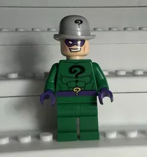 LEGO The Riddler Minifigure Green Suit w/ Gray Bowler Hat Purple Gloves DC