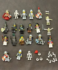 LEGO Minifigure Lot w/ Knights, Skeletons, PiratesWeapons, Animals & Accessories