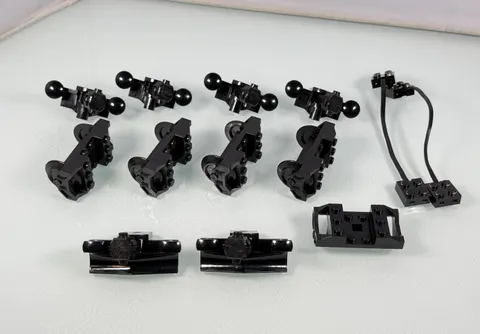 13pc LEGO City Train Carriage Buffer Cars Black Wheels, Trucks & Magnet Couplers