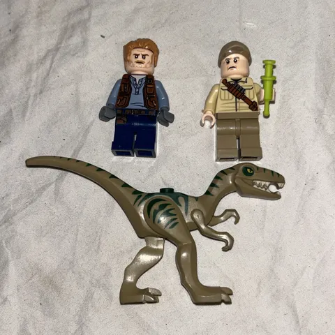 Lego Jurassic World Minifigure Lot Owen, Ken, & Velociraptor Park