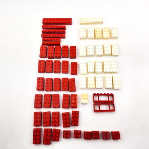 Vintage Lego Bricks Lot Red &White 68 Tiles & Pieces
