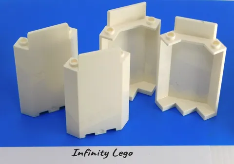 4 LEGO White Panel 3x3x6 Corner Wall without Bottom Indentations Castle 87421