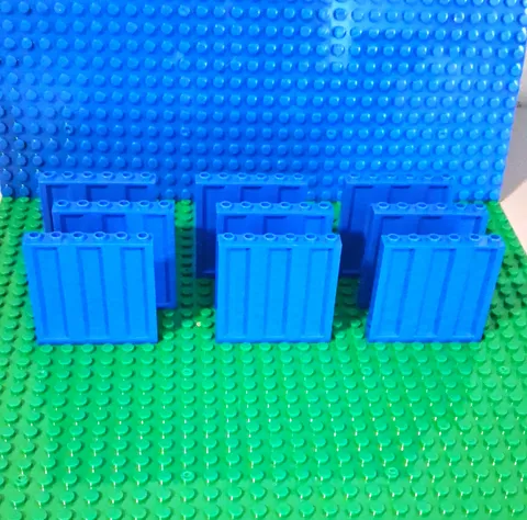 LEGO Blue LEGO Panel 1 x 6 x 5 with a corrugated profile. Lot Of 9.