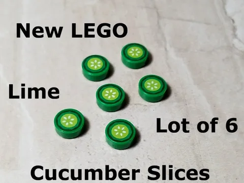 New LEGO Fruit Vegetable Veggies Cucumber Lime Slices Lot of 6 Printed Food Part