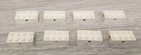 Lego 7049 White Brick Modified 2 x 4 with Wheels Holder Holes Lot Of 8 READ