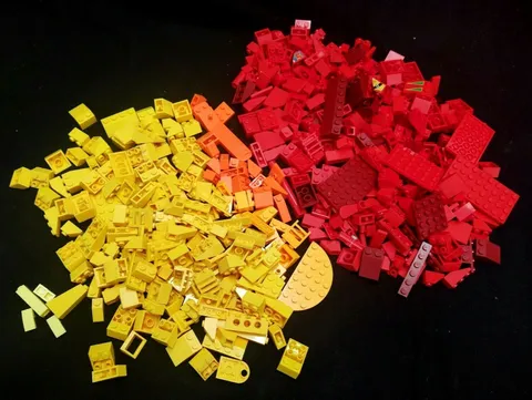 Lot of 400+ Red Orange Yellow Genuine Lego Modular Special Piece Blocks 1  Pound