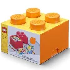 LEGO Storage Brick Orange 4 Knob Container Organizer Box Holds 800 Building