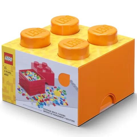 LEGO Storage Brick Orange 4 Knob Container Organizer Box Holds 800 Building