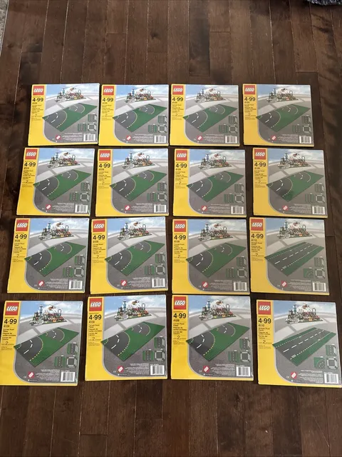 Lego 4109 Curved Road Plates 14x Plus 2x 4110 Straight Road New Sealed Total 16