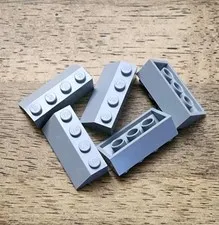 LEGO Light Bluish Gray Slope 45 2 x 4. QTY 5. Part No. 3037.