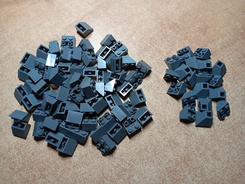 LEGO BULK LOT OF 88 DARK BLUISH GRAY 45° INVERTED & COMPLEX SLOPE BRICKS  2X2