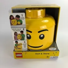 LEGO Sort & Store NEW Large Yellow Mini Figure Head Storage - Original Package