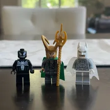 LEGO Minifigure Lot of 3 (Loki w/ Staff, light grey Batman, Venom)