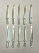 NINJAGO LEGO 10 Satin-Trans Clear Minifigure, Weapon Swords, Shamshirs / Katanas