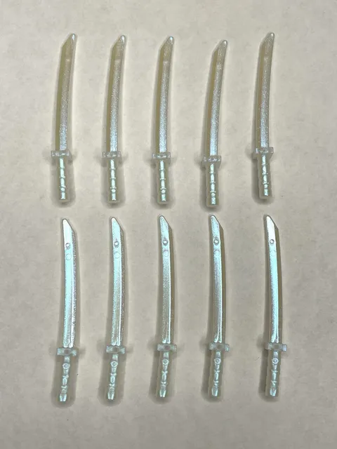 NINJAGO LEGO 10 Satin-Trans Clear Minifigure, Weapon Swords, Shamshirs / Katanas