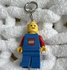 LEGO Classic Smile Minifigure Keychain Blue/Red Plastic w/ Metal Key Ring