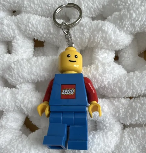 LEGO Classic Smile Minifigure Keychain Blue/Red Plastic w/ Metal Key Ring