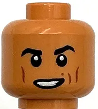 Lego New Nougat Minifigure Head Dual Sided Black Eyebrows Cheek Lines Ronaldo