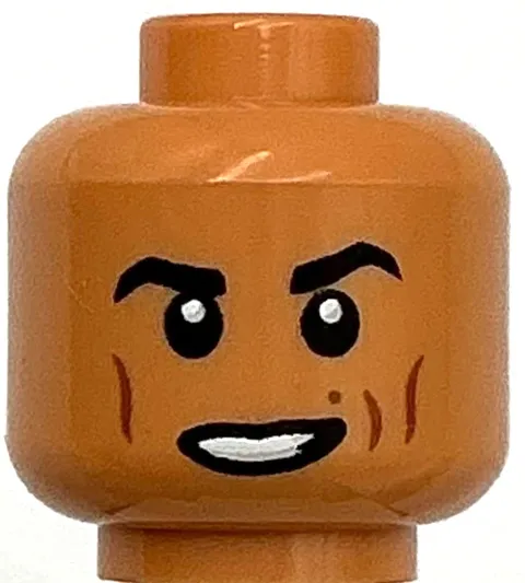 Lego New Nougat Minifigure Head Dual Sided Black Eyebrows Cheek Lines Ronaldo