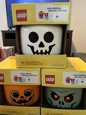 LEGO Halloween Small Storage Head SET 3-Skeleton, Zombie & Pumpkin Stackable NEW