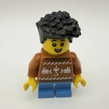 LEGO CITY Part cty1820 - Boy, Dark Orange Holiday Sweater, Dark Azure Short Legs