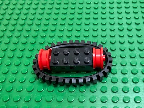 1973 LEGO Red Wheel Spoked 2x2 Brick 2x4 Holder Tread 30 730 #bb0019 132old x486