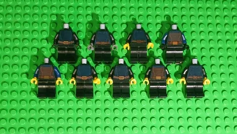 LEGO Minifigure Torso Lot of 9 Castle Ninja Samurai Style Black Blue Body Pieces