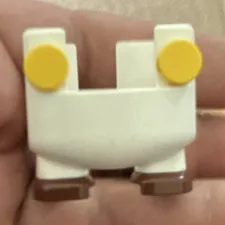 LEGO Duplo Figure Legs White Brown Feet Yellow Side Studs Plastic 1 Pc