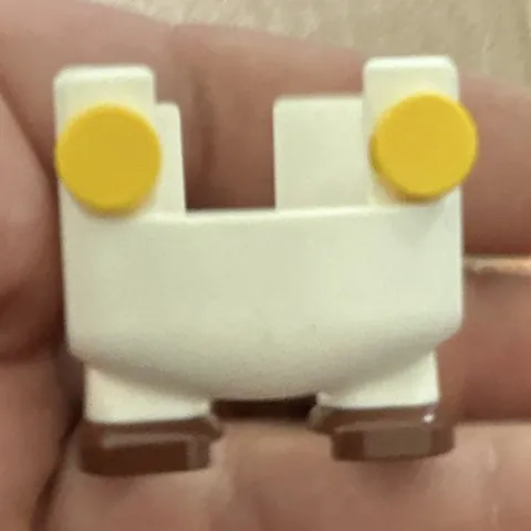 LEGO Duplo Figure Legs White Brown Feet Yellow Side Studs Plastic 1 Pc
