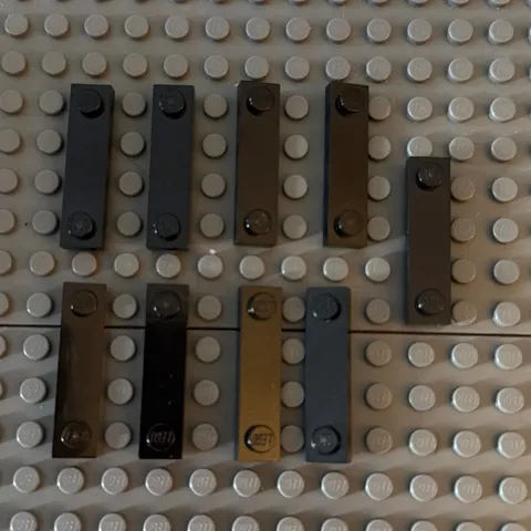 Lego Lot Black Plate Modified 1x4 with 2 Side Studs 92593 (lot of 9)
