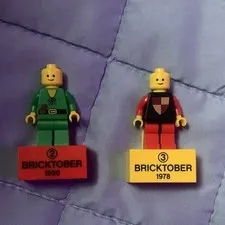 LEGO BRICKTOBER Minifigures w/ Display Bases Lot of 2 (1990 & 1978) 