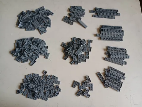 LEGO LOT 312 DARK BLUISH GRAY PLATES 2X2 2X3 2X4 2X6 2X8 2X10 2X12 2X14 2X16 4X4