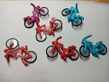 LEGO BULK LOT 6 MINIFIGURE BICYCLES BIKES COMPLETE ASSEMBLY RED MAGENTA AZURE