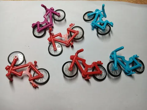 LEGO BULK LOT 6 MINIFIGURE BICYCLES BIKES COMPLETE ASSEMBLY RED MAGENTA AZURE